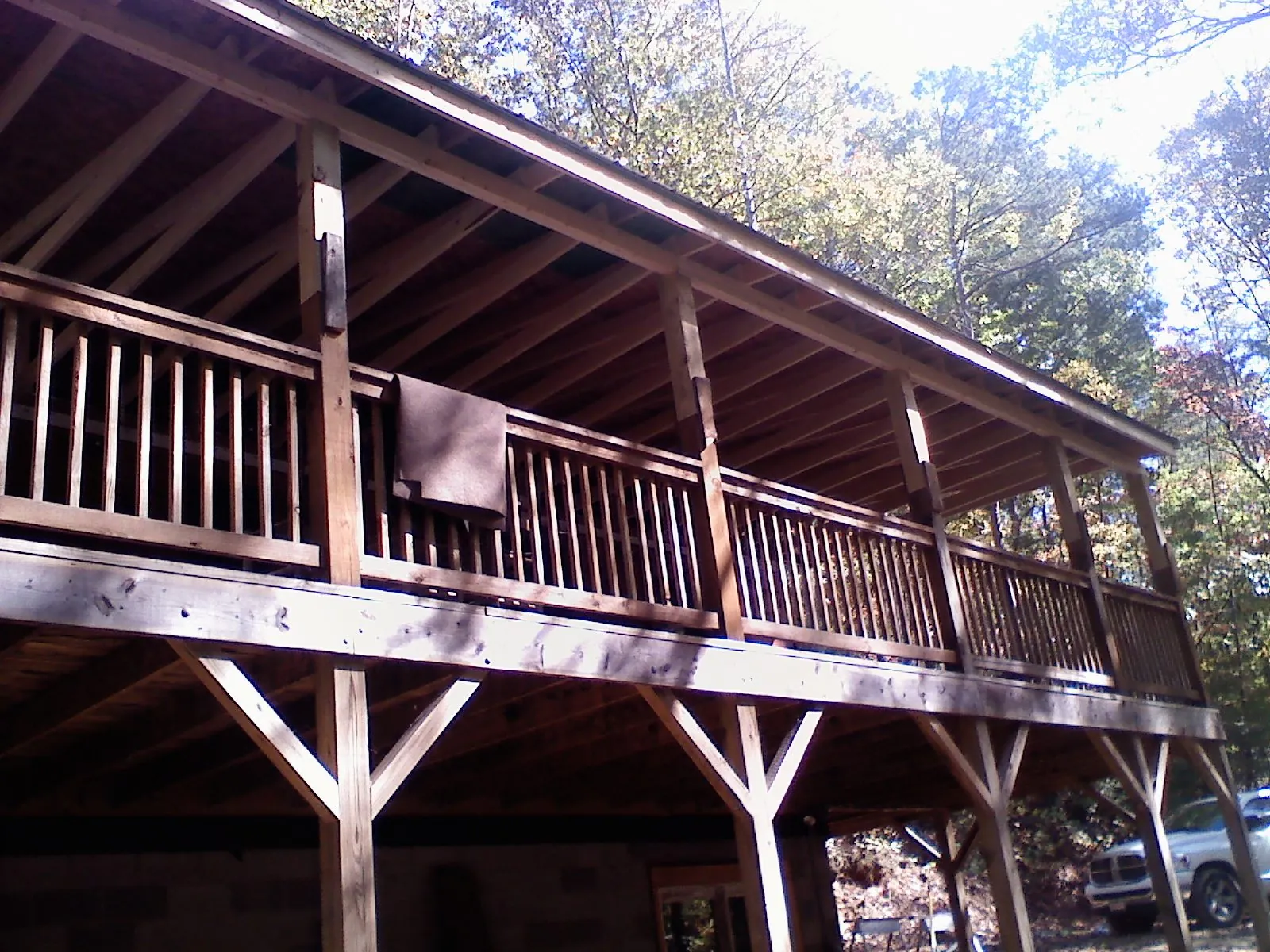 Timber framing under a new elevated porch and deck — Roof Leak Repair in Miamisburg by Roofing Brothers